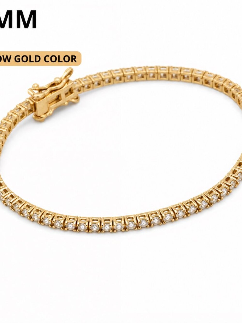 LEKANI 2mm Moissanite Tennis Bracelet S925 Gold 7 in